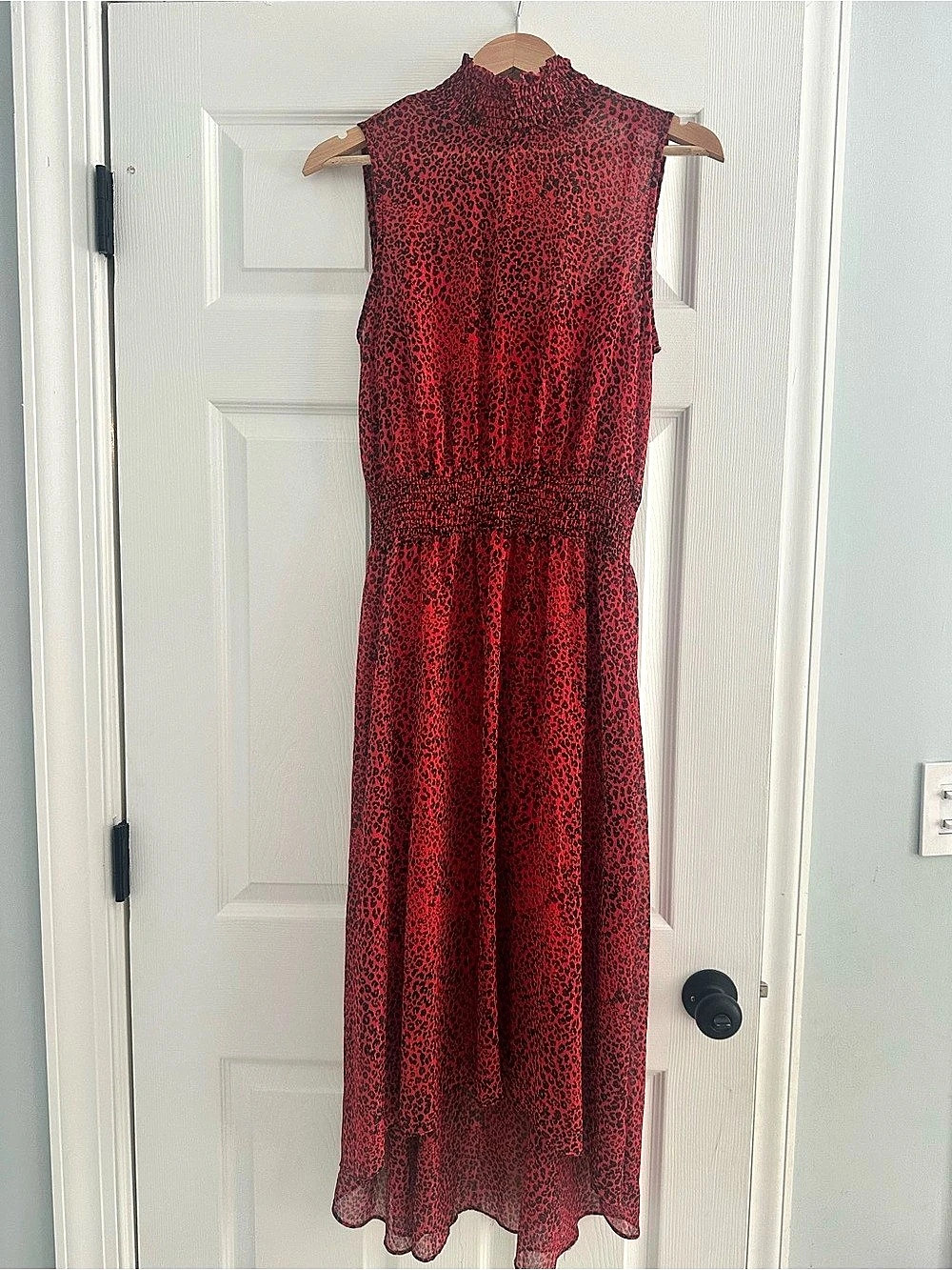 Nanette Lepore Red Black Animal Print Maxi Dress Like New, size 8